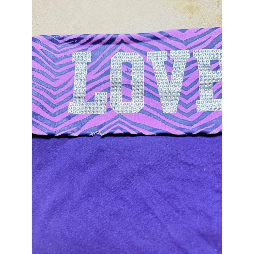 Victoria's Secret Pink Yoga Shorts Purple Zebra Bling Logo Foldover shorts